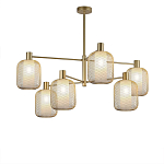 Люстра потолочная с абажурами из металлической сетки Loft Grid Pendant Gold варинант исполнения - 1 | Loft Concept в Красноярске
