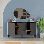 Комод цвета древесины с 3-мя дверцами и выдвижным ящиком темно-серого цвета SPARK CONSOLE OAK ANTHRACITE варинант исполнения - 2 | Loft Concept в Красноярске