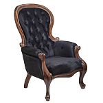Кресло с мягкой обивкой из черного велюра на 4-х деревянных ножках Evelyn Classical Armchair варинант исполнения - 1 | Loft Concept в Красноярске