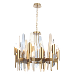 Люстра с вертикальными стеклянными элементами и металлическим каркасом цвета Латунь Vertical Glass варинант исполнения - 1 | Loft Concept в Красноярске