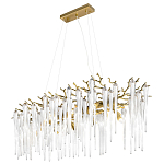 Люстра подвесная прямоугольная с бронзовыми акцентами и прозрачными стеклянными каплями Droplet Chandelier варинант исполнения - 3 | Loft Concept в Красноярске