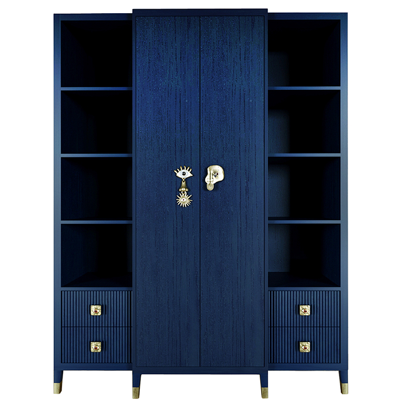 Большой шкаф с витриной Elsa Dreams Blue Синий Золотой Большой шкаф с витриной Elsa Dreams Blue Синий Золотой в Красноярске | Loft Concept