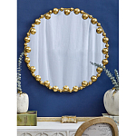 Зеркало круглое в фактурной золотистой раме из металла Mirror Golden Placer варинант исполнения - 3 | Loft Concept в Красноярске