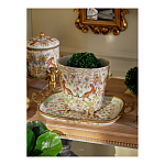 Кашпо с растительным и животным орнаментом на бронзовых ножках Turquoise Blooming Garden варинант исполнения - 6 | Loft Concept в Красноярске