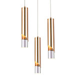 Подвесной светильник Metal Acrylic Tube Trio Gold Hanging Lamp варинант исполнения - 1 | Loft Concept в Красноярске