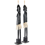 Комплект из 2-х деревянных статуэток Asmat Tall Statuettes Black варинант исполнения - 2 | Loft Concept в Красноярске