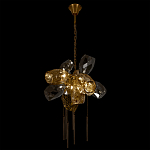 Люстра подвесная со стеклянными плафонами из дымчатого и золотистого с шестью вертикальными подвесками Gilded Mirage  варинант исполнения - 6 | Loft Concept в Красноярске