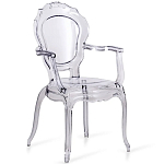 Прозрачный стул с подлокотниками LOUIS GHOST CHAIR Grey варинант исполнения - 1 | Loft Concept в Красноярске