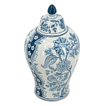 Ваза с крышкой и голубым цветочным рисунком на белом фоне Blue & White Ornament варинант исполнения - 1 | Loft Concept в Красноярске