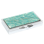 Таблетница карманная прямоугольная на 7 отделений с зеркалом и накладкой из натурального камня Амазонит Silver Stone Pillboxes варинант исполнения - 1 | Loft Concept в Красноярске