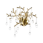 Бра в форме ветвей деревьев золотого цвета с прозрачными подвесками-каплями Droplet Bra варинант исполнения - 3 | Loft Concept в Красноярске