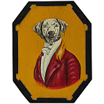 Картина в раме Chinoiserie Grey Dog Yellow Portrait варинант исполнения - 1 | Loft Concept в Красноярске