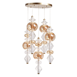 Люстра с плафонами из прозрачного и янтарного стекла в виде шаров и ромбов Gabriel Scott Luna варинант исполнения - 2 | Loft Concept в Красноярске