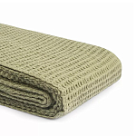 Плед из шерсти зеленого цвета с бахромой Waffle Comfort варинант исполнения - 3 | Loft Concept в Красноярске