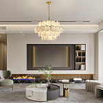 Люстра четырехъярусная с подвесками в форме дисков Cryptocrystalline Stone варинант исполнения - 6 | Loft Concept в Красноярске