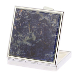 Таблетница карманная квадратная с 4-мя отделениями с зеркалом и накладкой из натурального камня Содалит Silver Stone Pillboxes варинант исполнения - 2 | Loft Concept в Красноярске