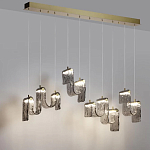 Подвесной светильник линейный с плафонами волнистой формы из фактурного стекла Big Wave варинант исполнения - 4 | Loft Concept в Красноярске