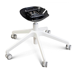 Стул с мягкой синей обивкой из велюра и подъемно-поворотным механизмом на белых колесиках Harper Blue and White варинант исполнения - 5 | Loft Concept в Красноярске