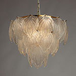 Люстра на цепи с прозрачными стеклянными подвесками в виде листьев Textured Glass Chandelier варинант исполнения - 3 | Loft Concept в Красноярске