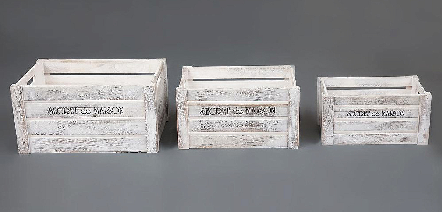 Набор из трёх ящиков Set of three antique white boxes  - Loft-Concept в Красноярске