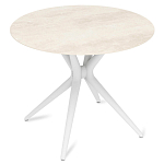 Стол обеденный с круглой столешницей из керамики на четырех белых ножках Sand Ceramics варинант исполнения - 3 | Loft Concept в Красноярске