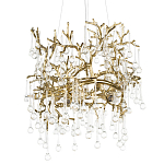 Подвесная люстра в виде ветвей деревьев золотого цвета с прозрачными подвесками-каплями 8 и 14 ламп Droplet Chandelier варинант исполнения - 1 | Loft Concept в Красноярске