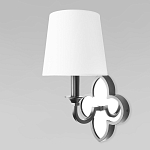 Бра с белым текстильным абажуром и декоративным основанием в виде четырехлистника с зеркальной вставкой Vitorino варинант исполнения - 8 | Loft Concept в Красноярске