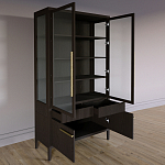 Витрина Primo со стеклянными фасадами и буфетом шпон Темный орех варинант исполнения - 4 | Loft Concept в Красноярске