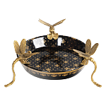 Блюдо черного цвета из фрафора на бронзовых ножках в виде стрекоз Eden Garden варинант исполнения - 2 | Loft Concept в Красноярске