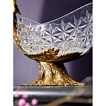 Чаша из прозрачного стекла на бронзовой подставке в виде павлина с рельефным хвостом Eden Garden варинант исполнения - 5 | Loft Concept в Красноярске