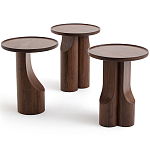 Круглый приставной стол из массива ореха Balu Wooden Side Table варинант исполнения - 5 | Loft Concept в Красноярске