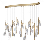 Люстра с золотистыми трубками и прозрачными стеклянными листьями на подвесах Sylva  варинант исполнения - 3 | Loft Concept в Красноярске