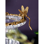 Ваза из прозрачного стекла на бронзовой подставке с ободком и ручками в виде стрекоз Eden Garden варинант исполнения - 3 | Loft Concept в Красноярске