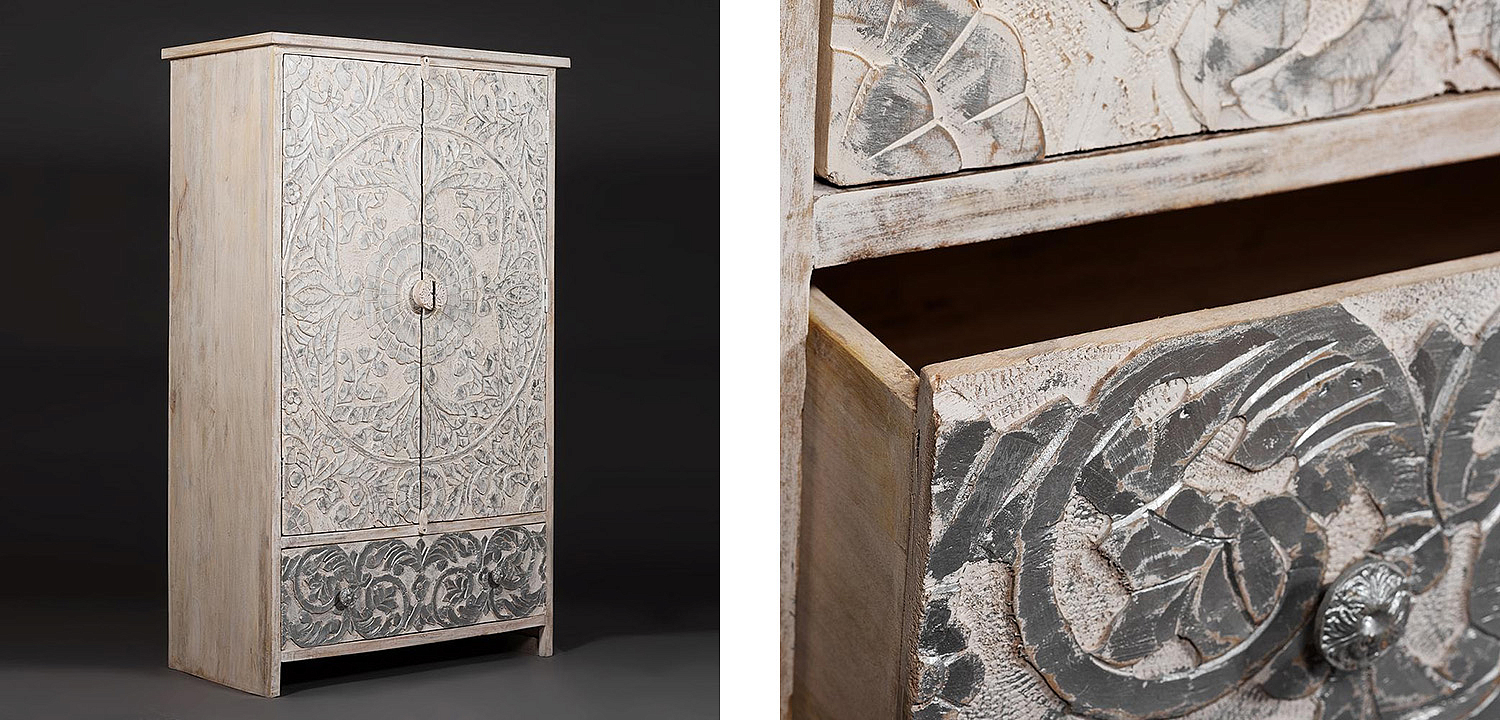 Шкаф Indian antique white Cupboard - Loft-Concept в Красноярске