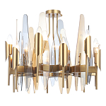 Люстра с вертикальными стеклянными элементами и металлическим каркасом цвета Латунь Vertical Glass варинант исполнения - 2 | Loft Concept в Красноярске