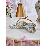 Блюдо из голубого фарфора с бронзовой ручкой в виде ветки Blue Garden варинант исполнения - 3 | Loft Concept в Красноярске