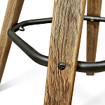 Барный стул со спинкой и металлической подставкой на 4-х деревянных ножках Коричневый Велюр Vendramin Chair варинант исполнения - 3 | Loft Concept в Красноярске