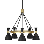 Люстра с 5-ю плафонами в форме песочных часов с узкими перфорированными отверстиями Feiss варинант исполнения - 1 | Loft Concept в Красноярске