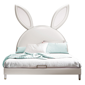 Детская кровать изголовьем в виде зайчика Белый