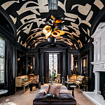 Обои ручная роспись в стиле Арт-деко Symphony Original colourway on Flint silk dupion варинант исполнения - 1 | Loft Concept в Красноярске