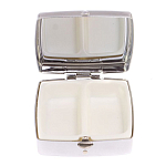 Таблетница карманная квадратная с 2-мя отделениями с зеркалом и накладкой из натурального камня Пегматит Silver Stone Pillboxes варинант исполнения - 3 | Loft Concept в Красноярске