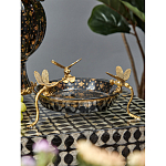 Блюдо черного цвета из фрафора на бронзовых ножках в виде стрекоз Eden Garden варинант исполнения - 3 | Loft Concept в Красноярске