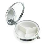 Таблетница карманная круглая с 3-мя отделениями с зеркалом и накладкой из натурального камня Содалит Silver Stone Pillboxes варинант исполнения - 2 | Loft Concept в Красноярске