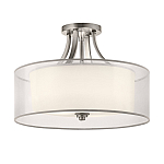 Потолочный светильник с двойным цилиндрическим плафоном из белого стекла и прозрачной органзы Kichler варинант исполнения - 12 | Loft Concept в Красноярске