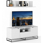 ТВ-тумба белая с  2-мя дверцами и ящиком Strict Lines варинант исполнения - 5 | Loft Concept в Красноярске