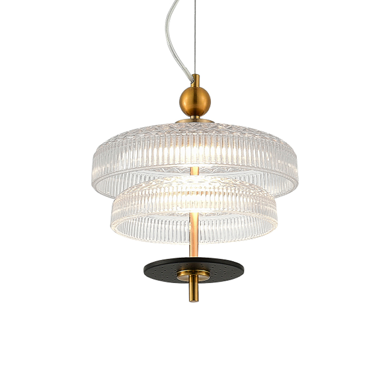 Подвесной светильник многослойный из рифленого прозрачного стекла Academy of Light Прозрачное Стекло Латунь в Красноярске | Loft Concept 