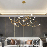 Люстра в виде золотой ветки с цветами Glass Flower Pendant Light варинант исполнения - 4 | Loft Concept в Красноярске