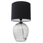 Настольная лампа с черным цилиндрическим тканевым абажуром и фактурным прозрачным основанием Black Cone варинант исполнения - 2 | Loft Concept в Красноярске