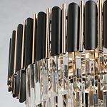 Люстра из черного металла с многоярусными подвесками из прозрачного хрусталя на золотой цепи Empire Black Chandelier Crystal варинант исполнения - 10 | Loft Concept в Красноярске