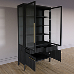 Витрина Primo со стеклянными фасадами и буфетом шпон Черный дуб варинант исполнения - 4 | Loft Concept в Красноярске